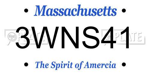 3WNS41 Massachusetts License Plate