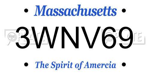 3WNV69 Massachusetts License Plate