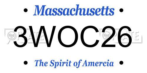 3WOC26 Massachusetts License Plate