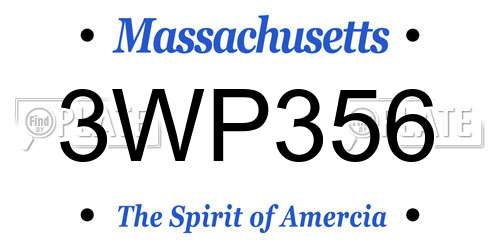 3WP356 Massachusetts License Plate