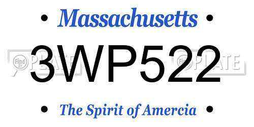 3WP522 Massachusetts License Plate