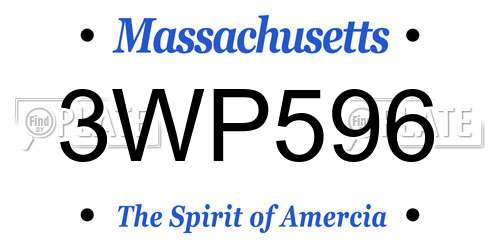 3WP596 Massachusetts License Plate