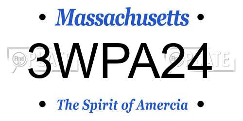 3WPA24 Massachusetts License Plate