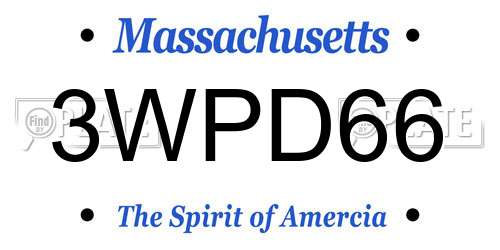 3WPD66 Massachusetts License Plate