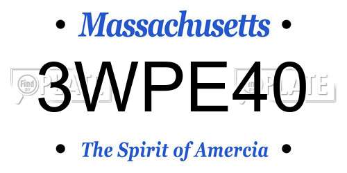 3WPE40 Massachusetts License Plate