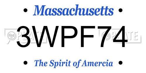 3WPF74 Massachusetts License Plate
