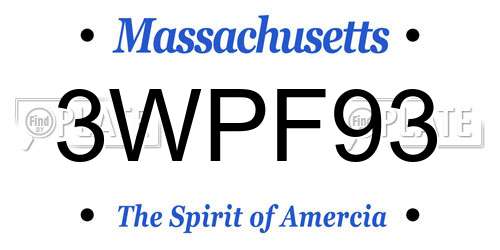 3WPF93 Massachusetts License Plate