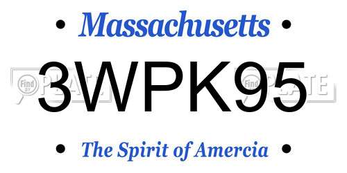 3WPK95 Massachusetts License Plate