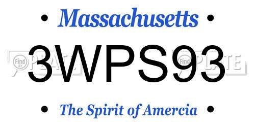 3WPS93 Massachusetts License Plate