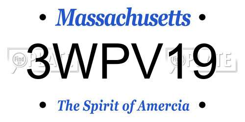 3WPV19 Massachusetts License Plate