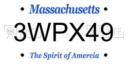 3WPX49 Massachusetts License Plate