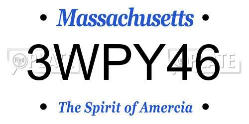 3WPY46 Massachusetts License Plate