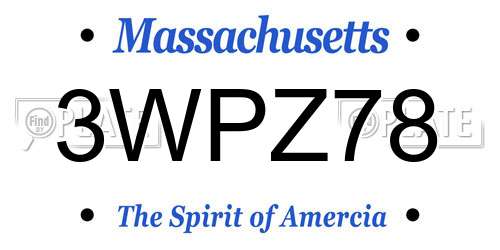 3WPZ78 Massachusetts License Plate