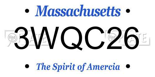 3WQC26 Massachusetts License Plate
