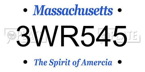 3WR545 Massachusetts License Plate