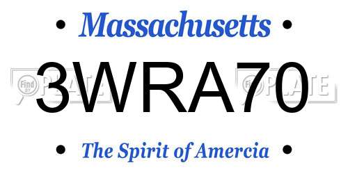 3WRA70 Massachusetts License Plate