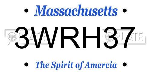 3WRH37 Massachusetts License Plate