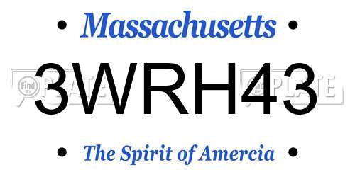 3WRH43 Massachusetts License Plate