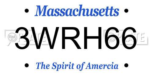 3WRH66 Massachusetts License Plate