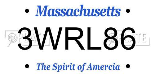 3WRL86 Massachusetts License Plate