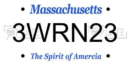 3WRN23 Massachusetts License Plate