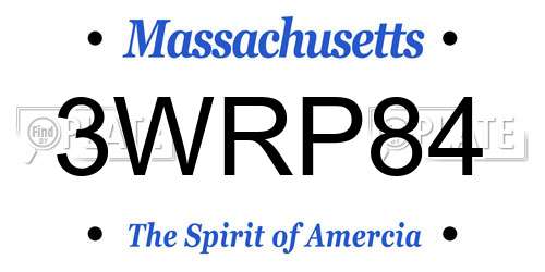 3WRP84 Massachusetts License Plate