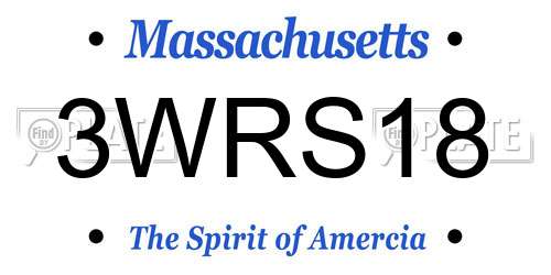 3WRS18 Massachusetts License Plate