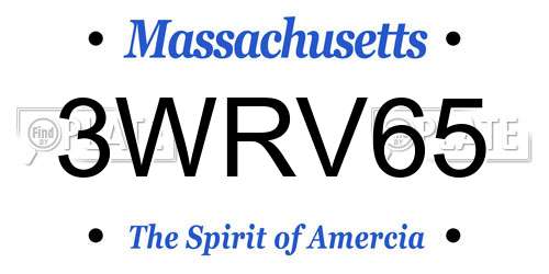 3WRV65 Massachusetts License Plate
