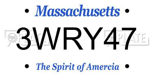 3WRY47 Massachusetts License Plate