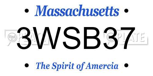 3WSB37 Massachusetts License Plate