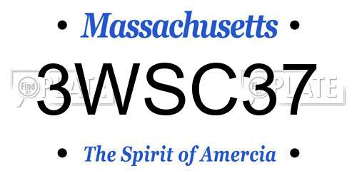 3WSC37 Massachusetts License Plate