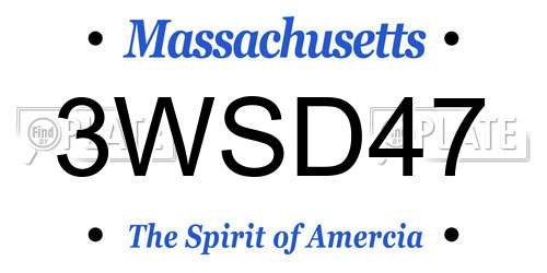 3WSD47 Massachusetts License Plate