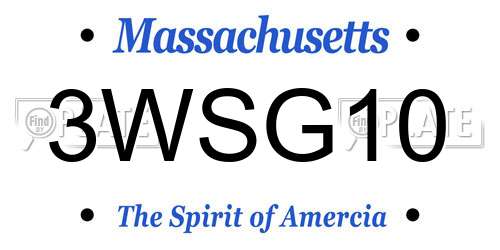 3WSG10 Massachusetts License Plate