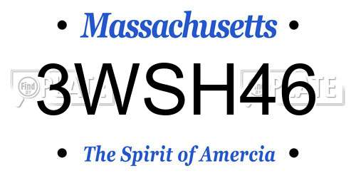 3WSH46 Massachusetts License Plate