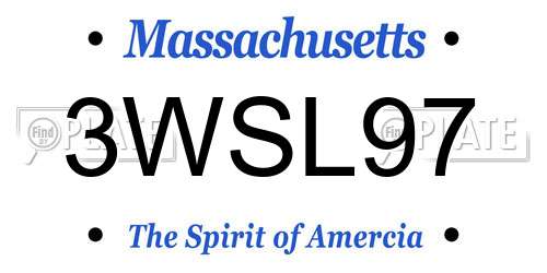 3WSL97 Massachusetts License Plate