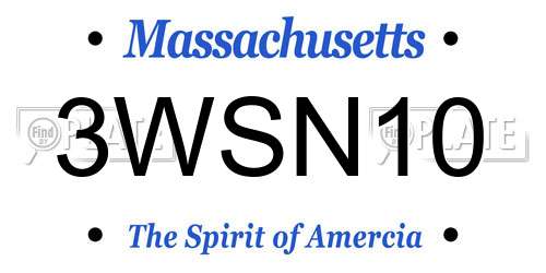 3WSN10 Massachusetts License Plate
