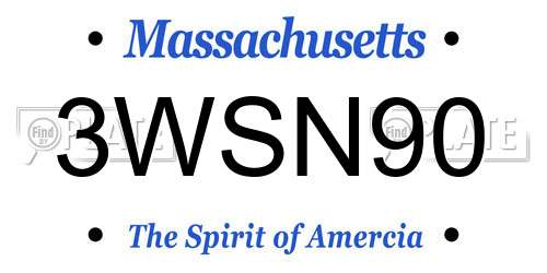 3WSN90 Massachusetts License Plate