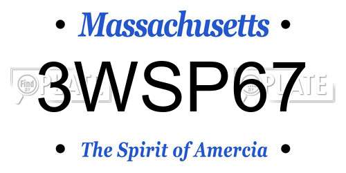 3WSP67 Massachusetts License Plate