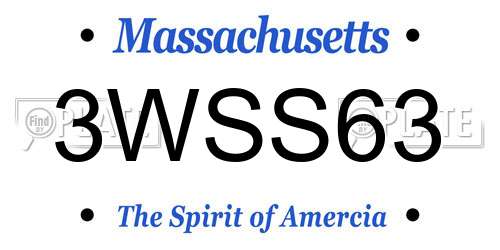 3WSS63 Massachusetts License Plate