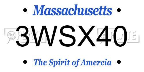 3WSX40 Massachusetts License Plate
