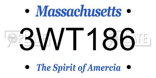 3WT186 Massachusetts License Plate