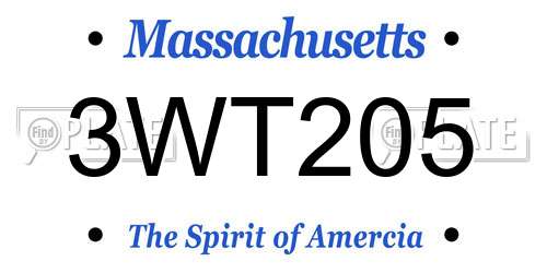 3WT205 Massachusetts License Plate