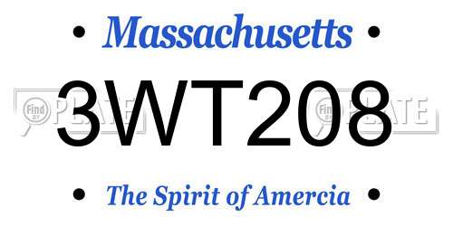 3WT208 Massachusetts License Plate