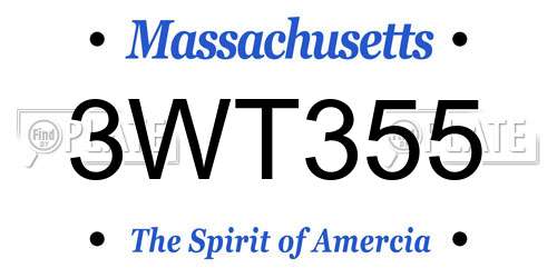 3WT355 Massachusetts License Plate