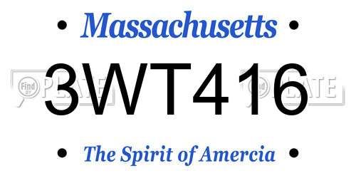 3WT416 Massachusetts License Plate