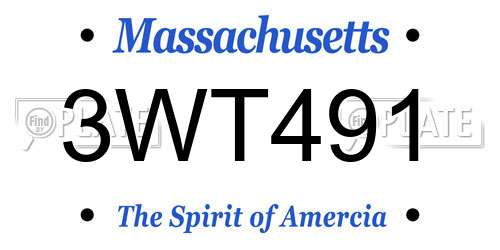 3WT491 Massachusetts License Plate