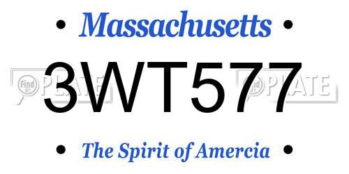 3WT577 Massachusetts License Plate