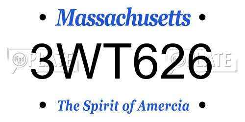 3WT626 Massachusetts License Plate