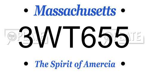 3WT655 Massachusetts License Plate