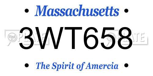 3WT658 Massachusetts License Plate